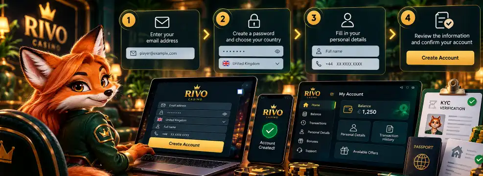 rivo casino profile setup